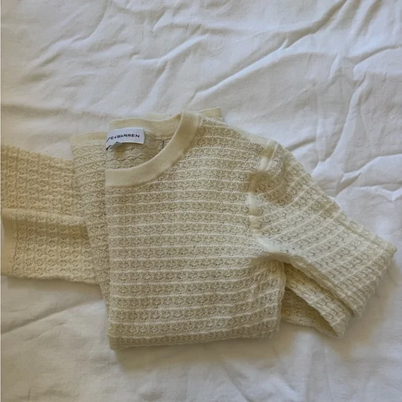 White + Warren Merino Wool Textured Cream Sweater xs - Picture 6 of 6
